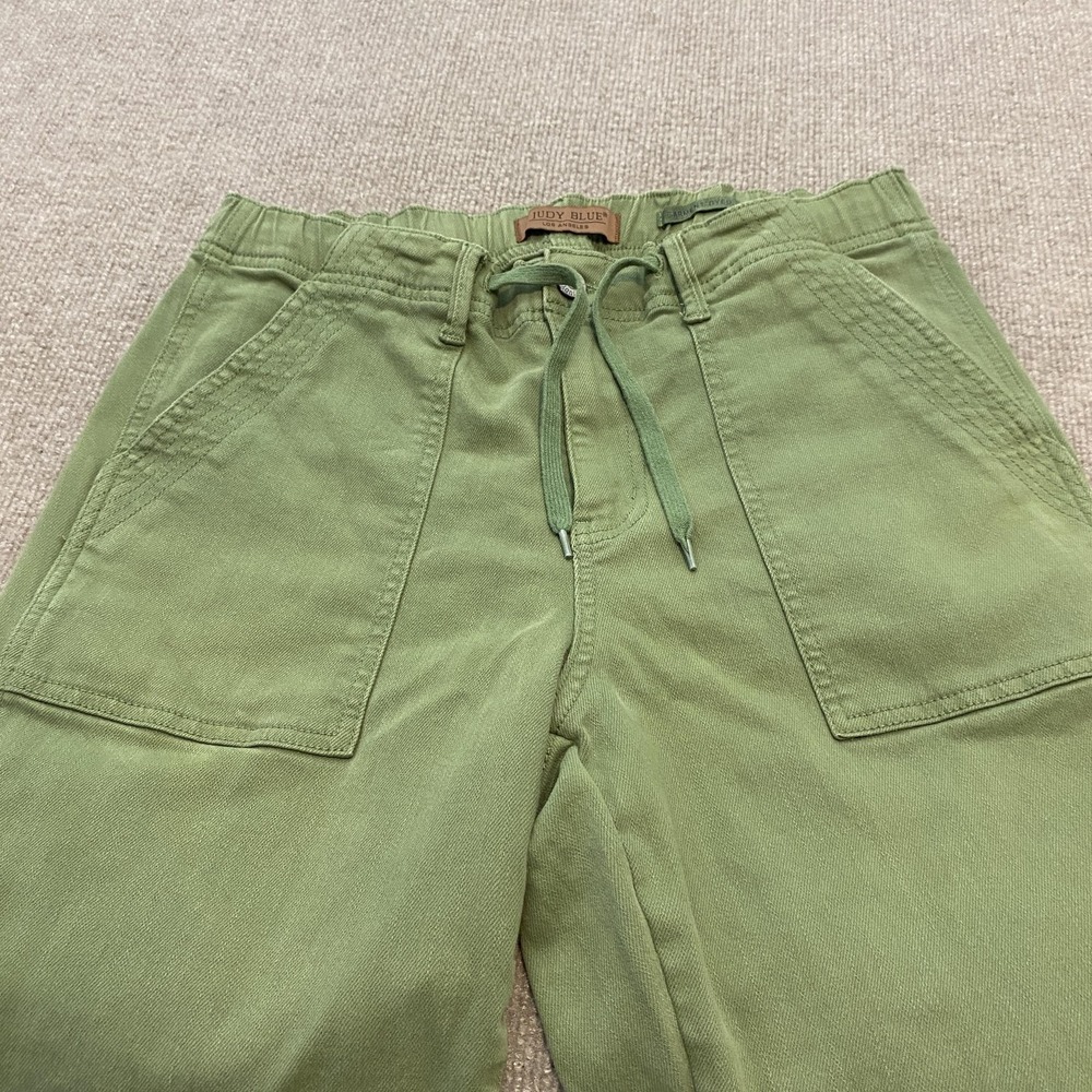 Judy Blue Pants Womens 9/29 Green Garment Dyed Relaxed Chino Stretch - Picture 2 of 12